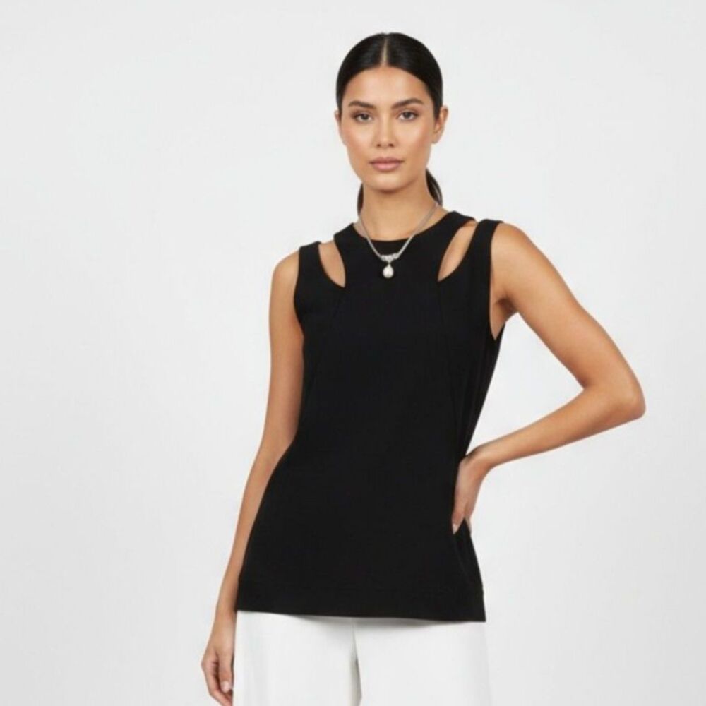 FRNCH Black Cutout Sleeveless‎ Shell Top M